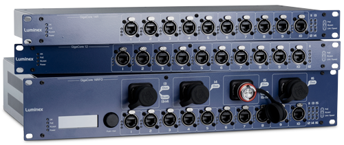 Luminex GigaCore 16RFO - Gigabit Ethernet Switch with 12 RJ45 Ports and  Neutrik Duo MMF and PoE