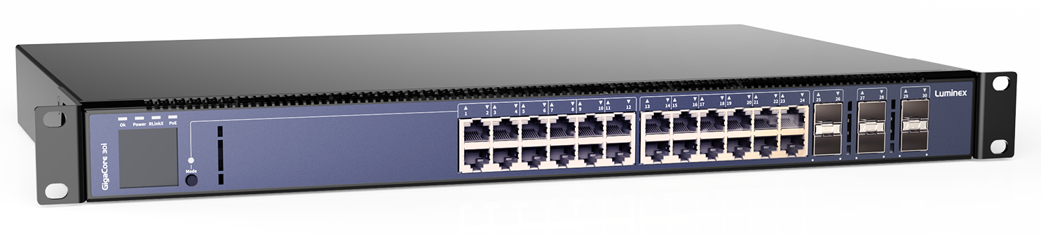 Luminex GigaCore 10 POE Ethernet Switch with 8 Shielded Neutrik Ethercon  Connectors and PoE